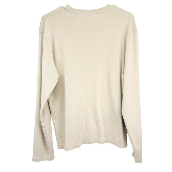 KOTN Heavyweight 100% Egyptian Cotton Long Sleeve Cream Beige Crewneck Tee S - Picture 2 of 7